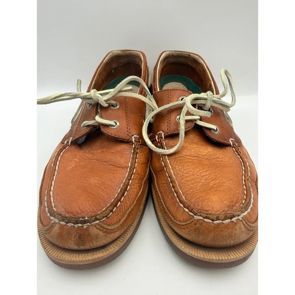 Sperry Top-Sider Mens Mako Collection Leather Boat Shoes Tan Brown 9.5M 0768168